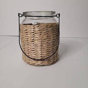 Charming Clear Glass Jar with Wicker Candle Holder